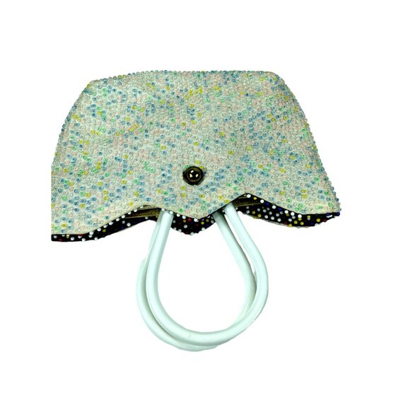 1960s beaded handbag reversible black white double purse - Picture 7 of 8